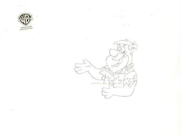 The Flintstones Original Production Cel With Matching Drawing Signed Bob Singer: Fred Flintstone For Sale