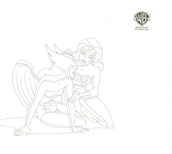 Justice League Original Production Drawing: Hawkgirl, Wonder Woman For Cheap