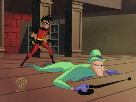 Superman the Animated Series Original Production Cel with Matching Drawings: Robin, Riddler For Discount