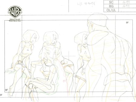 Legion of Super Heroes Original Production Drawing: Saturn Girl, Triplicate Girl, Lightning Lad Discount