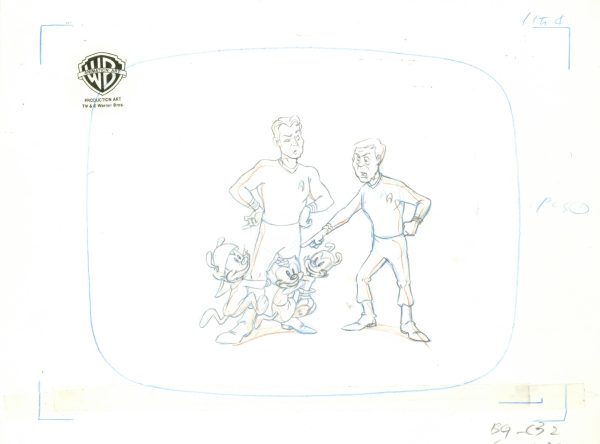 Animaniacs Original Production Drawing: Captain Kirk, Dr. McCoy, Yakko, Wakko, Dot Sale